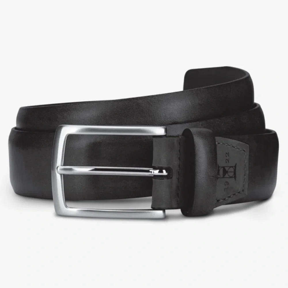 Dark Brown Leather Belt with Silver Buckle Size 40